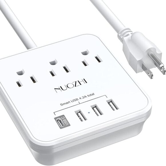 6 Ft Power Strip with 3 Outlets and 4 USB Ports(1 USB C), Non Surge Protector - Picture 1 of 10